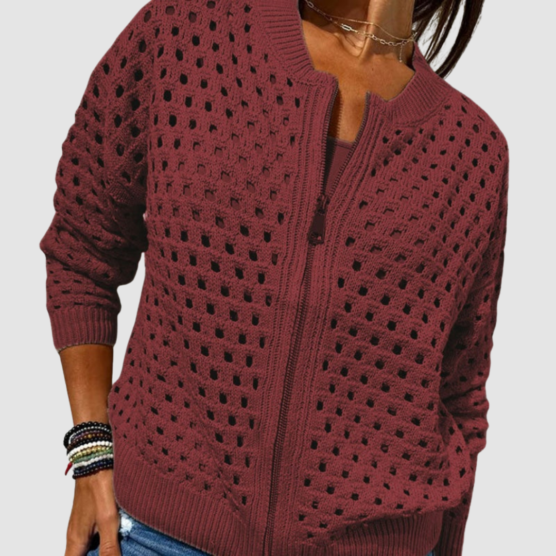 Irene | Premium Zip Knit Cardigan