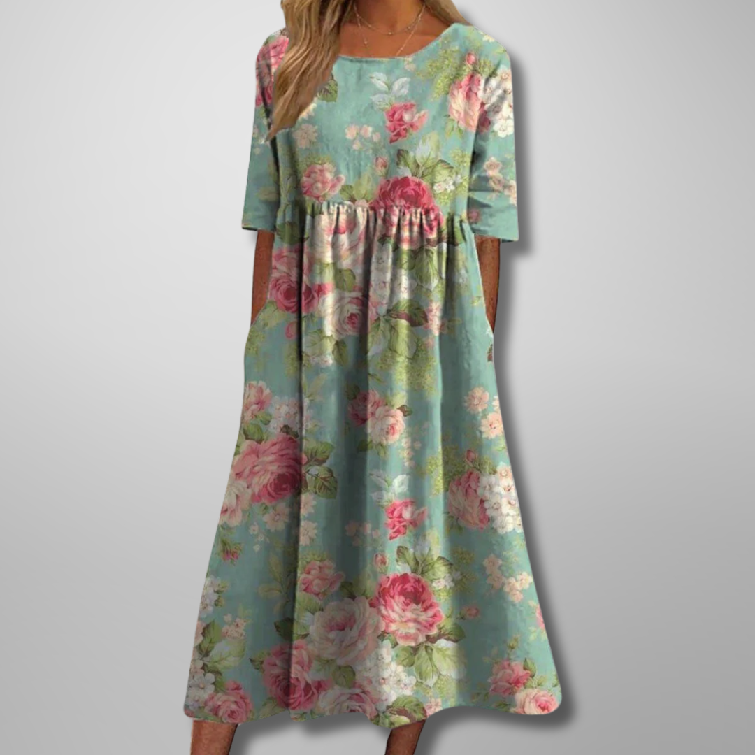 Iris | Relaxed Floral Midi Dress