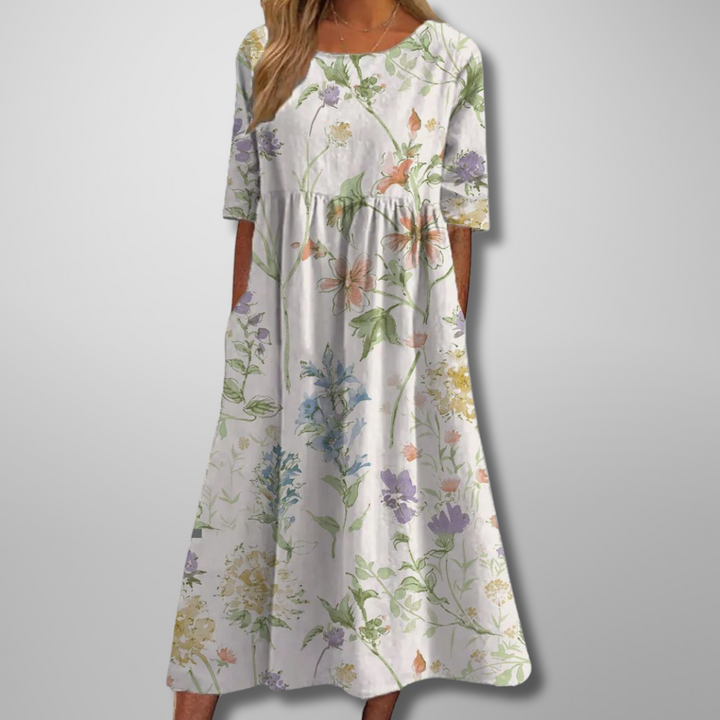 Iris | Relaxed Floral Midi Dress