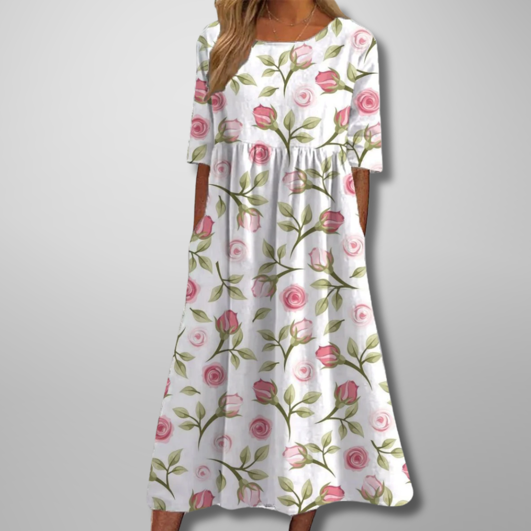 Iris | Relaxed Floral Midi Dress