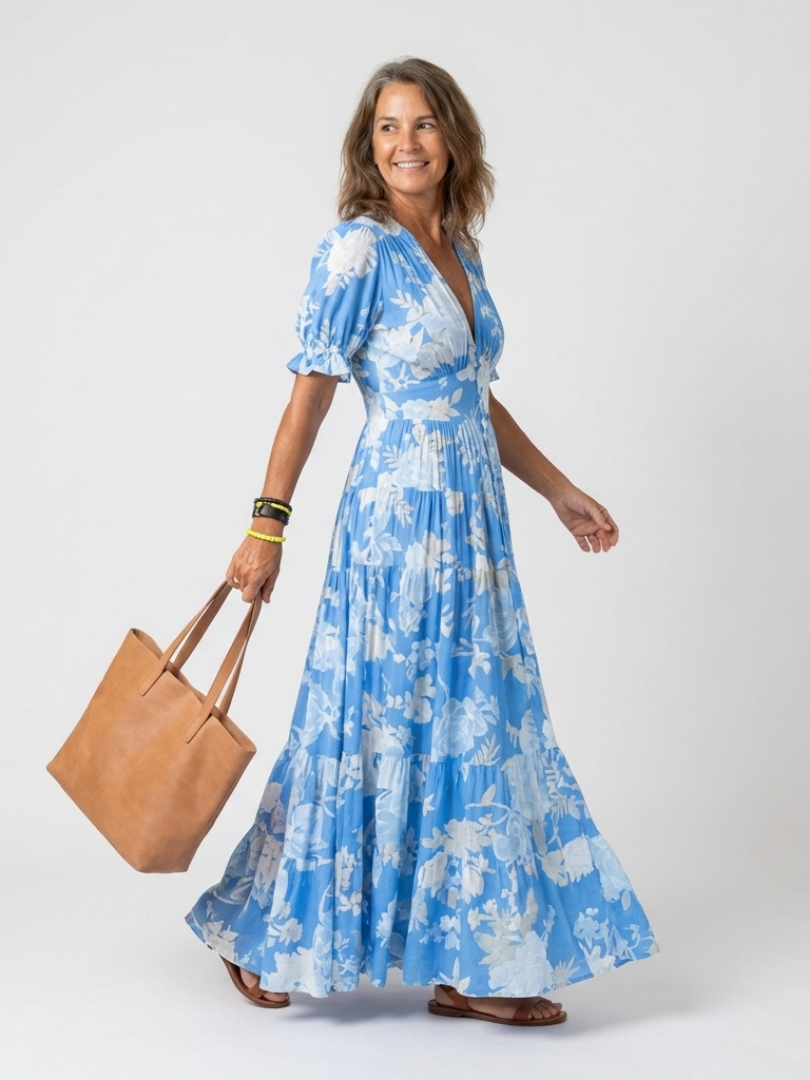 Florence | Sleeveless V-Neck Floral Midi Dress
