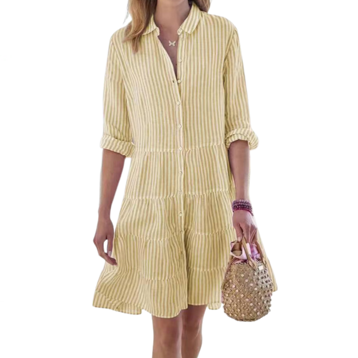 HARLOW™ – Striped Button-Up Mini Cake Dress