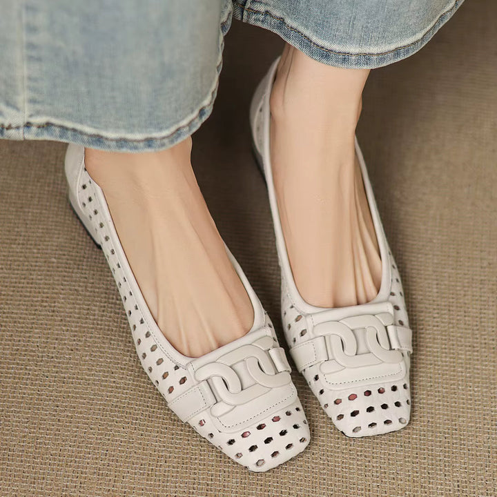 Dorothea | Woven Leather Square-Toe Heels