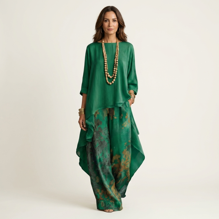 Brenda | Asymmetric Tunic and Wide Leg Trouser Two Piece Set