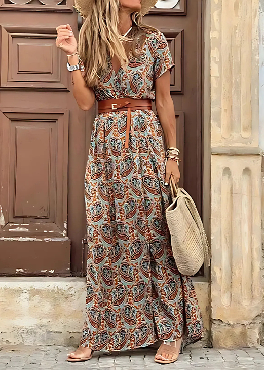 Kathleen | Airy Boho Maxi Dress with Matching Belt