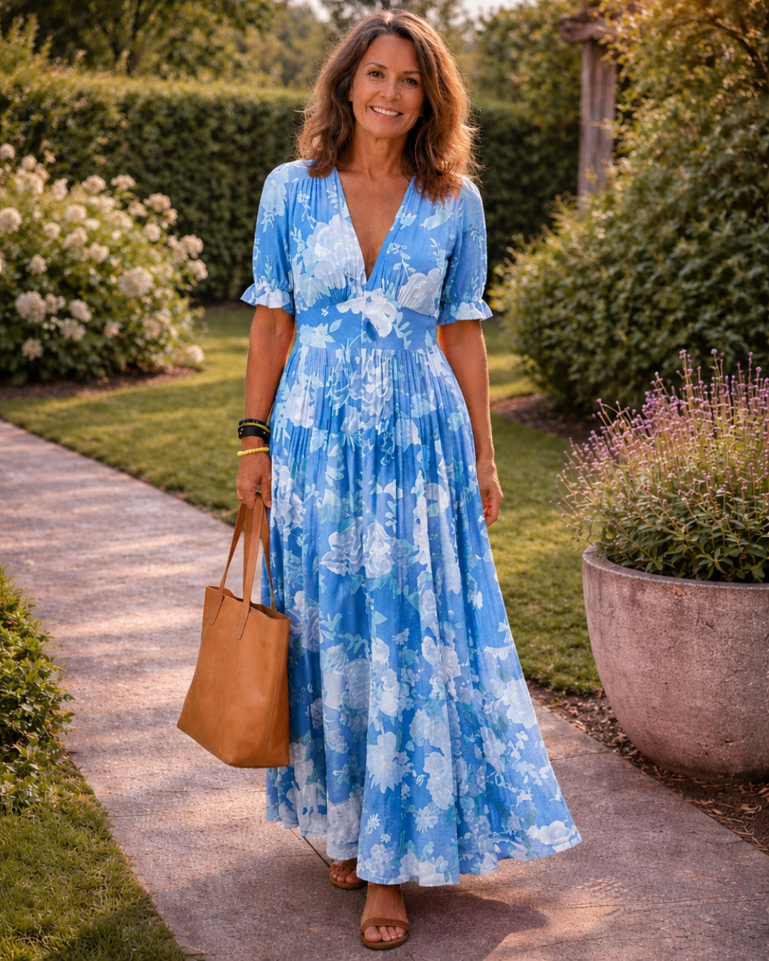 Florence | Sleeveless V-Neck Floral Midi Dress