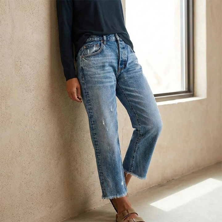 Pauline | Retro Cropped Straight Jeans