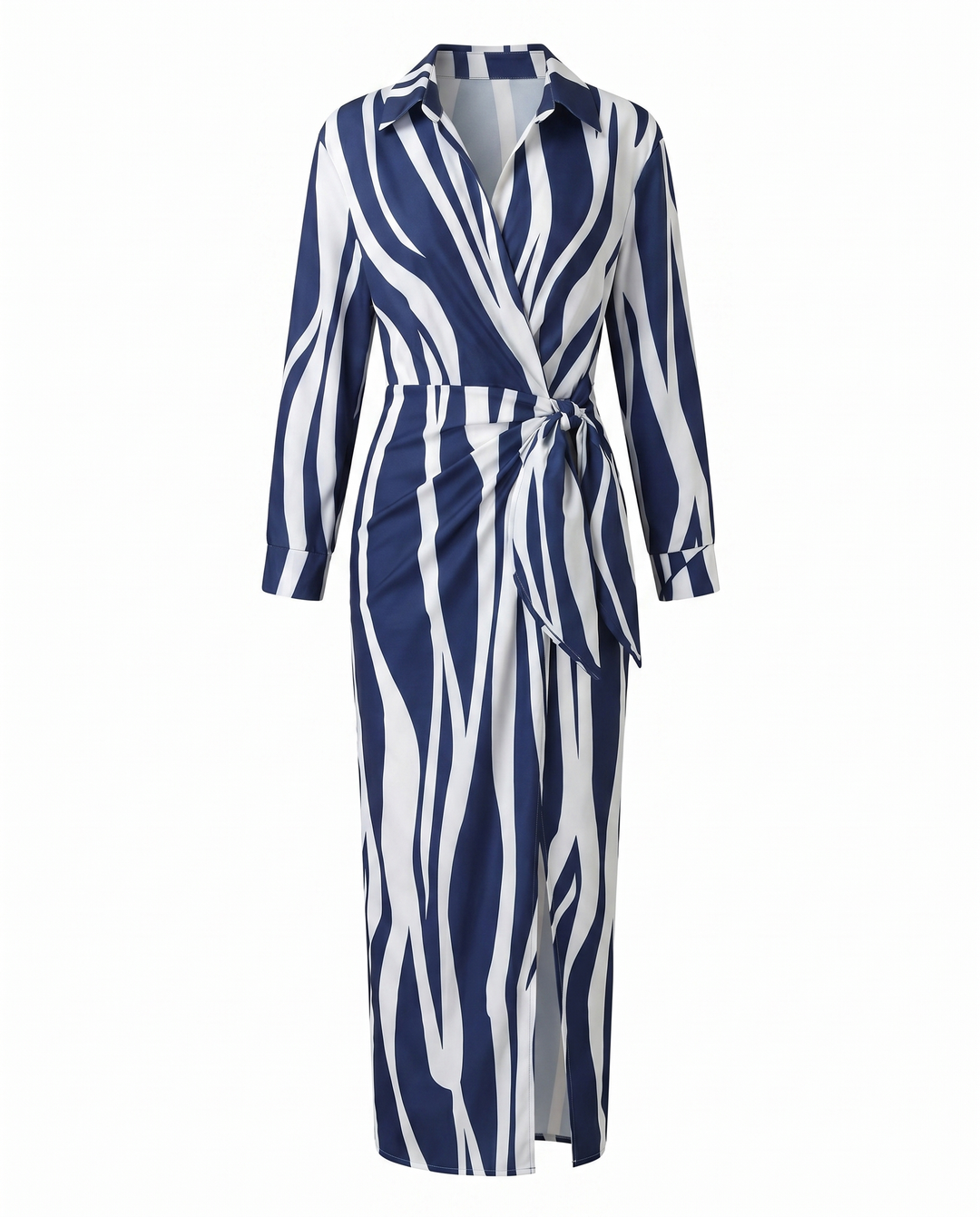 Muriel | Leaf Print Maxi Wrap V Neck Dress